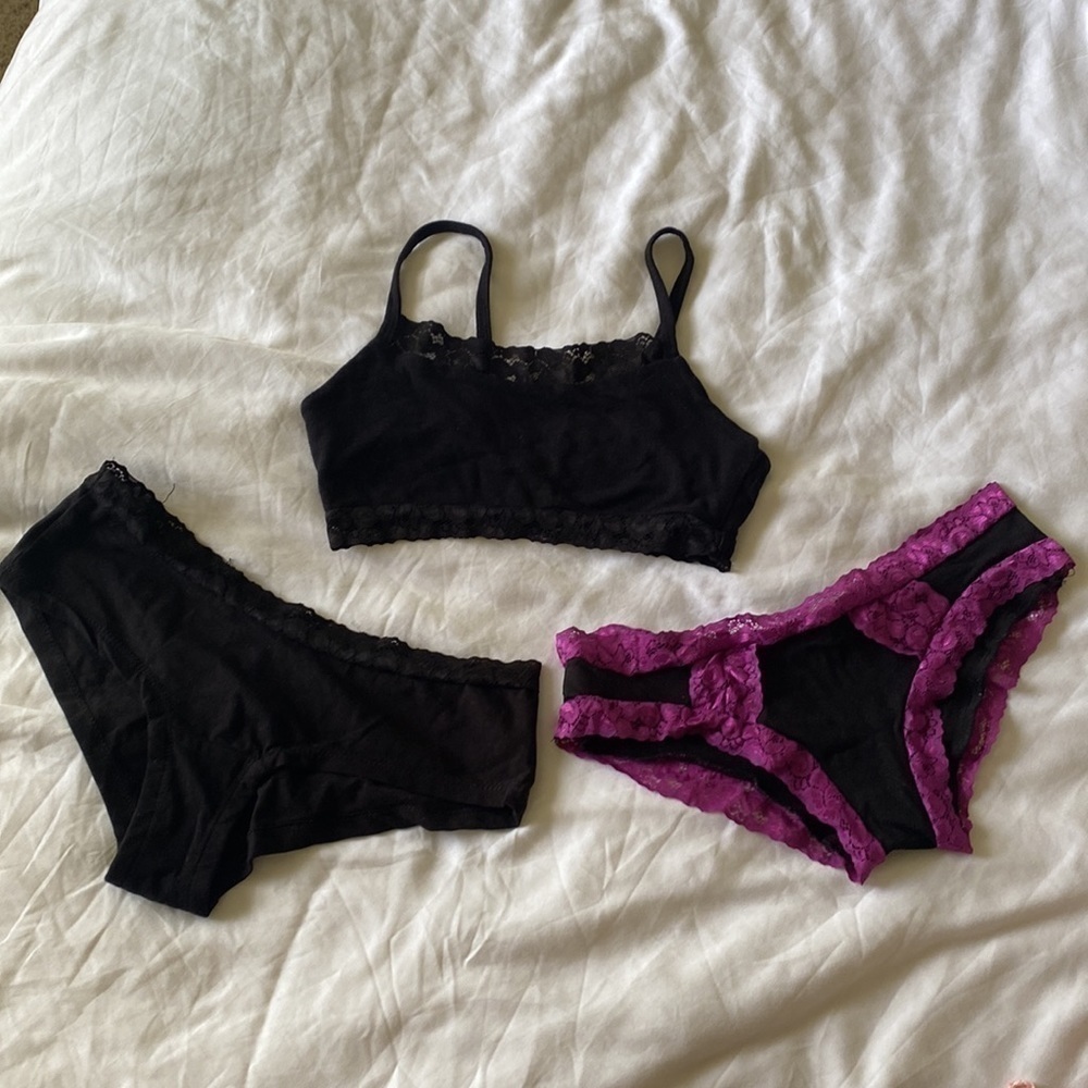 Xylem Clothing Cami Bra and Cheeky Panty Set + Bikini Panty Lace Organic S